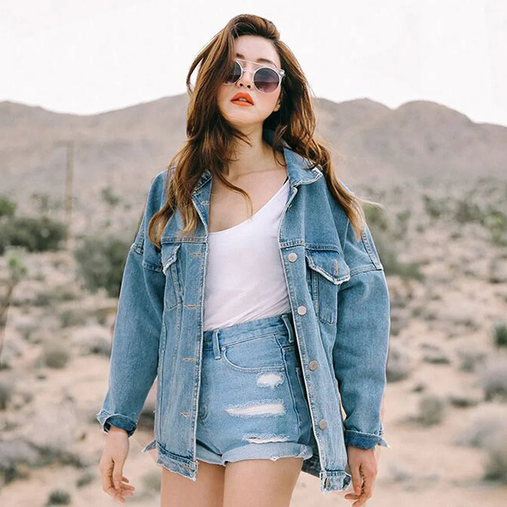 Women Coat Retro Oversize Loose Button Jacket Casual Denim Jeans Pocket Coat Outwear Long Sleeve Casual Clothing Coats Female
Women Coat Retro Oversize Loose Button Jacket Casual Denim Jeans Pocket Coat Outwear Long Sleeve Casual Clothing Coats Female