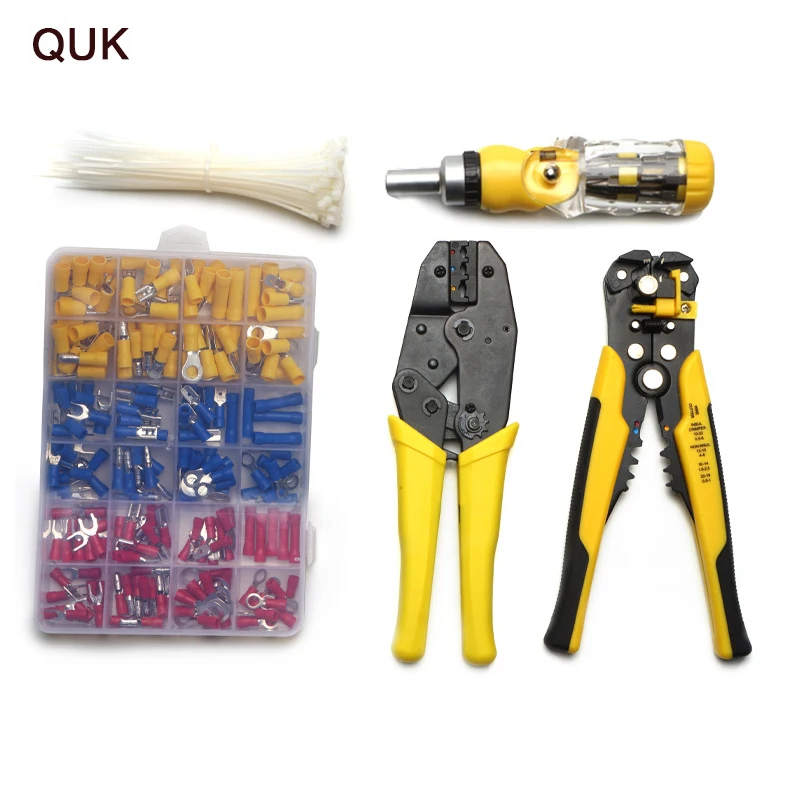 QUK Tool Set Cable Crimping Pliers 0.5-6mm Stripping Cutting Wire Pliers Screwdriver Kit Plug/Tube/Insulation Terminal Cable Tie
QUK Tool Set Cable Crimping Pliers 0.5-6mm Stripping Cutting Wire Pliers Screwdriver Kit Plug/Tube/Insulation Terminal Cable Tie