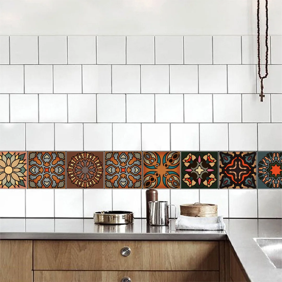 Moroccan Tiles PVC Waterproof Self adhesive Wallpaper Furniture Bathroom DIY Arab Tile Sticker