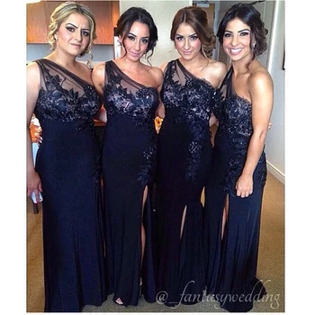 New Style Floor-Length Navy Blue Bridesmaid Dresses One-Shoulder Long Elegant Front Slit Bridesmaid Gowns Floor length Hot
New Style Floor-Length Navy Blue Bridesmaid Dresses One-Shoulder Long Elegant Front Slit Bridesmaid Gowns Floor length Hot