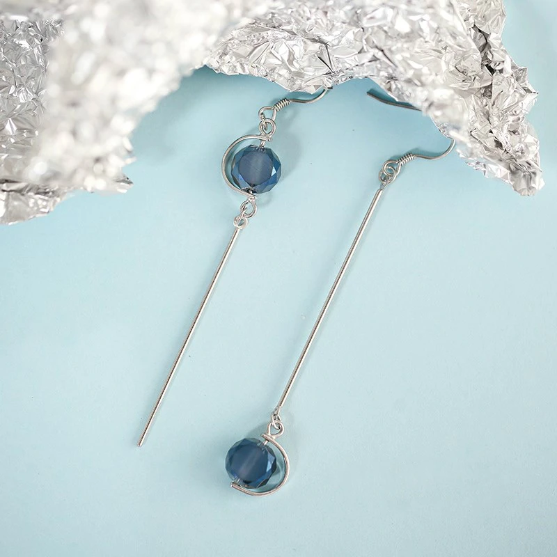 Silver Blue Round Crystals Drop Earrings 925 Asymmetric stick geometry Earrings For Women Jewelry Best Friends Gift
Silver Blue Round Crystals Drop Earrings 925 Asymmetric stick geometry Earrings For Women Jewelry Best Friends Gift