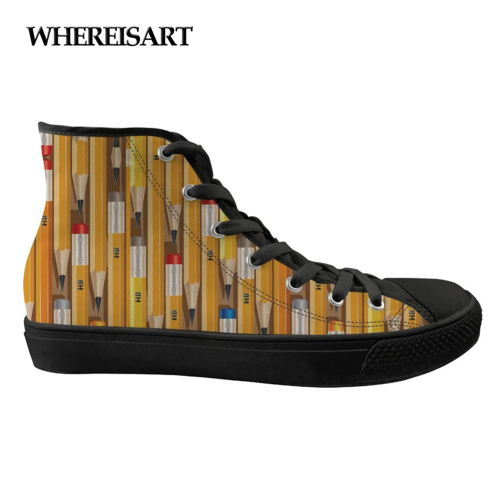 WHEREISART HB Pencils Pattern Brand Designer Women's Canvas Shoes Flats High Top Vulcanize Casual Women Sneakers Shoes Female
WHEREISART HB Pencils Pattern Brand Designer Women's Canvas Shoes Flats High Top Vulcanize Casual Women Sneakers Shoes Female