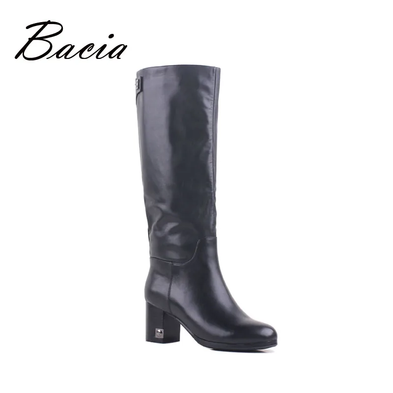 

Bacia Vintage Women Boots Knee High Genuine Leather Back Zip Handmade Shoes High Boots Wool Fur & Synthetic Winter Boots VB096