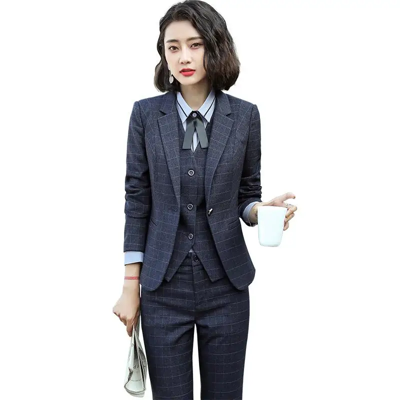 Work Pant Suits Two Piece Sets Single buckle Plaid Blazer Jacket With Slim Trousers Suit For Women Outfits Formal Suits 2019 W54
Work Pant Suits Two Piece Sets Single buckle Plaid Blazer Jacket With Slim Trousers Suit For Women Outfits Formal Suits 2019 W54