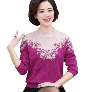 Middle Aged Women Sweater Elegant Turtleneck Pullover Winter Tops Cashmere Sweater Autumn Mother Knitted Sweater Plus Size F363
Middle Aged Women Sweater Elegant Turtleneck Pullover Winter Tops Cashmere Sweater Autumn Mother Knitted Sweater Plus Size F363