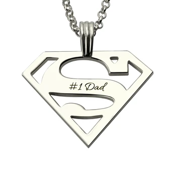 Wholesale Sterling Silver Superman Necklace Personalized Brand Superman Logo Necklace for Dad Mens' Superhero Jewelry