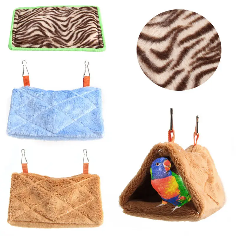 1pc Bird Parrot Plush Hammock Warm Hanging Bed Cave Cage Hut Tent Toy House 3 Types For Small Animals