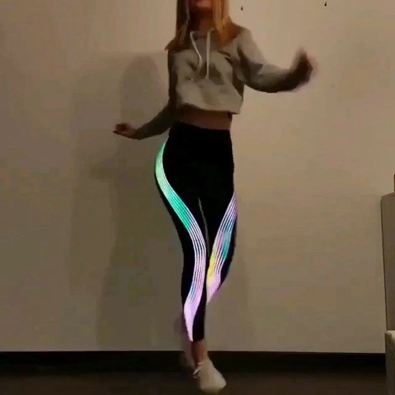 Reflective Leggings Yoga Pants Glow Dark Night Light Stripes Shiny Fitness Yoga Pants Tights Sportswear Tracksuit Women Female
Reflective Leggings Yoga Pants Glow Dark Night Light Stripes Shiny Fitness Yoga Pants Tights Sportswear Tracksuit Women Female
