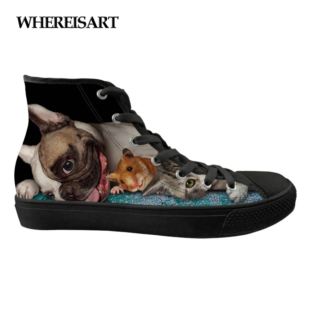 WHEREISART Cute Women Flats Shoes Sneakers Casual Animal 3D Pug Dog Pattern Spring High Top Canvas Shoes for Ladies Vulcanized
WHEREISART Cute Women Flats Shoes Sneakers Casual Animal 3D Pug Dog Pattern Spring High Top Canvas Shoes for Ladies Vulcanized