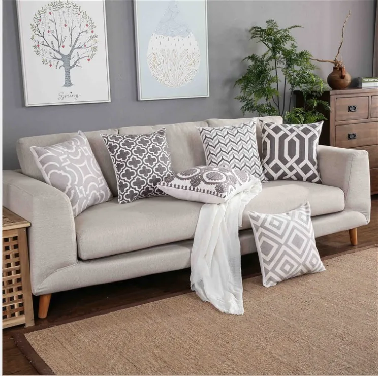 Decortive Embroidered Cushion Cover Home Decor Grey Geometric Canvas Cotton Square Embroidery Pillow Cover 45x45cm Pillow Sham
Decortive Embroidered Cushion Cover Home Decor Grey Geometric Canvas Cotton Square Embroidery Pillow Cover 45x45cm Pillow Sham