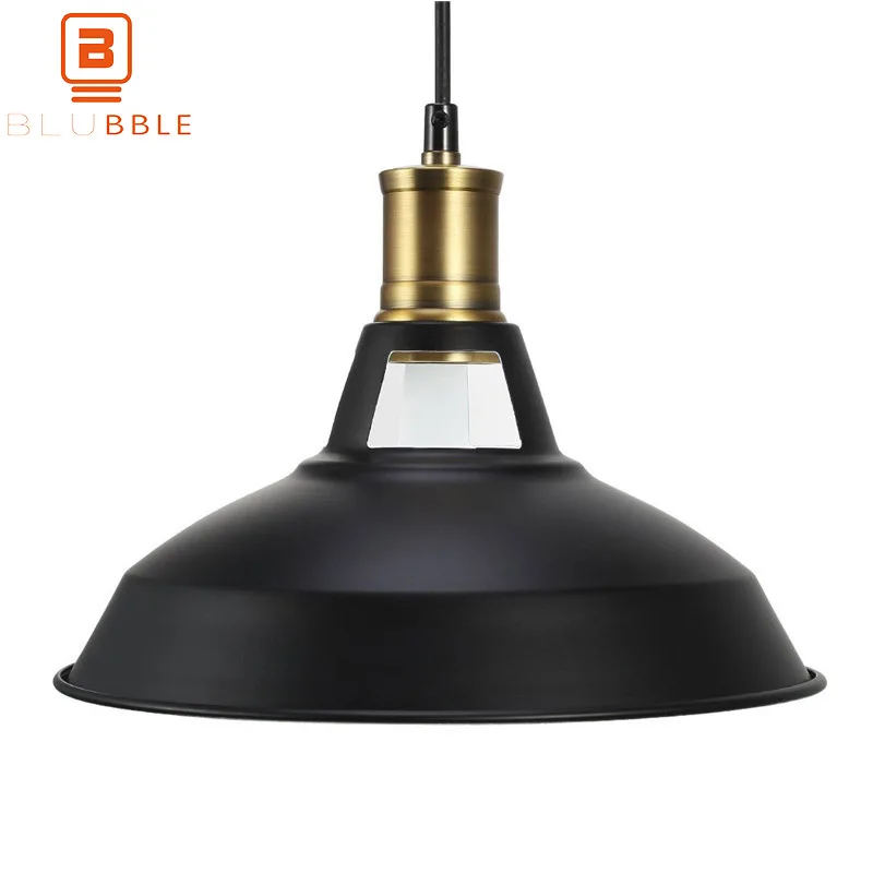 

BLUBBLE Dia28cm Vintage Lid Pendant Light Industry Iron Originality Loft Pendant Lamp American AC 90-260V Bedroom Hanglamp