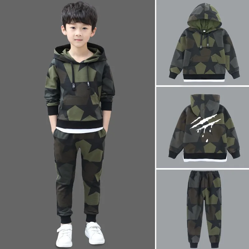 Autumn Boy Cotton Set Fashion Children Outdoor Camouflage Clothing Spring Sweatshirt Pants Two Piece Boys Clothes
Autumn Boy Cotton Set Fashion Children Outdoor Camouflage Clothing Spring Sweatshirt Pants Two Piece Boys Clothes