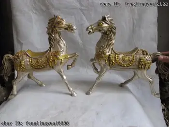 China White Copper Silver Gilt FengShui Money wealth Lucky Run Horse Statue Pair
China White Copper Silver Gilt FengShui Money wealth Lucky Run Horse Statue Pair