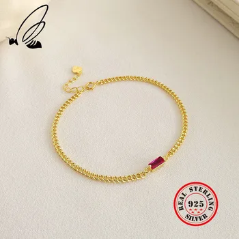 100% 925 Sterling Silver Chic Red Mosaic Zircon Bracelets For Women Gold Color Fine Jewelry Accessories Party Birthday Gift
100% 925 Sterling Silver Chic Red Mosaic Zircon Bracelets For Women Gold Color Fine Jewelry Accessories Party Birthday Gift