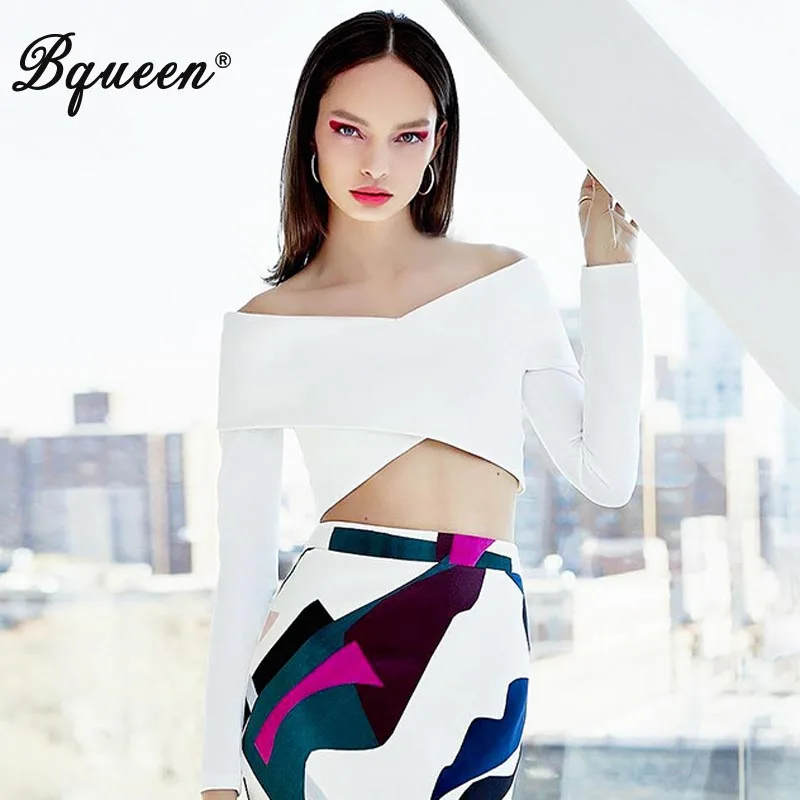 Bqueen 2019 New Women Sexy Solid Short Off Shoulder Full Sleeve Black White Lady Crop Bodycon Bandage Top
Bqueen 2019 New Women Sexy Solid Short Off Shoulder Full Sleeve Black White Lady Crop Bodycon Bandage Top
