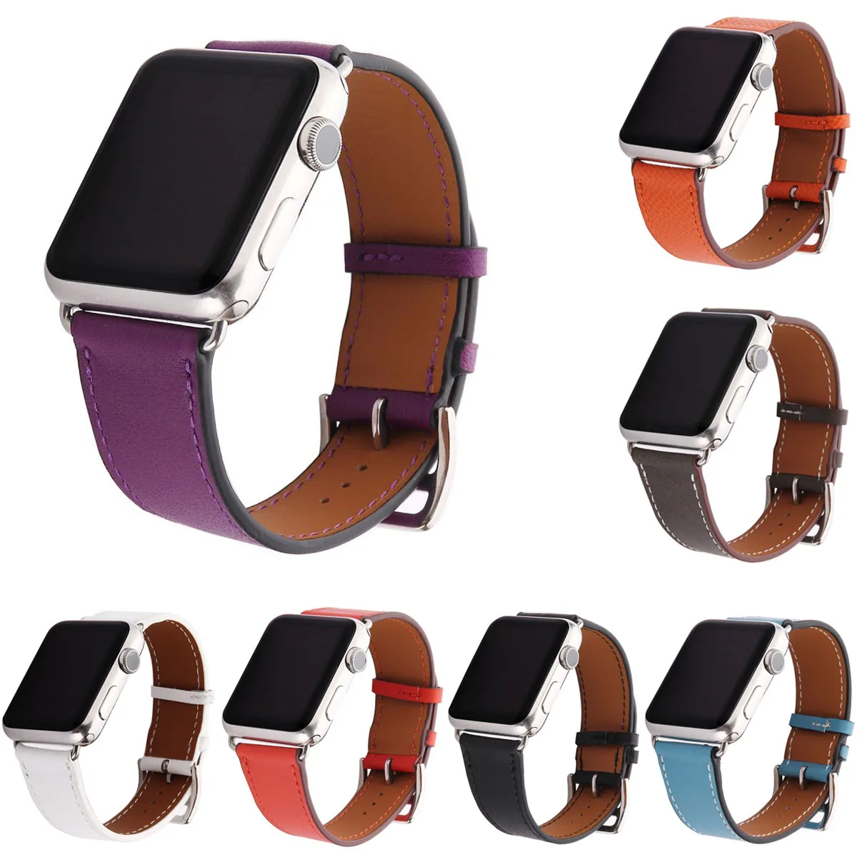 

DAHASE Litchi Genuine Leather Band for Apple Watch Series 4 3 2 1 Strap for iWatch Classic Watchband 40mm 44mm 42mm 38mm