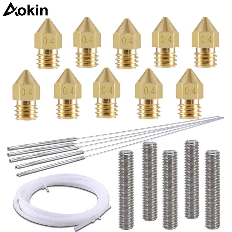 0.4mm MK8 Brass Extruder Nozzle Print Heads with Cleaning Needles 0.4mm Drill Bits 1M PTFE Teflon Tube use for MK8 3D Printer
0.4mm MK8 Brass Extruder Nozzle Print Heads with Cleaning Needles 0.4mm Drill Bits 1M PTFE Teflon Tube use for MK8 3D Printer