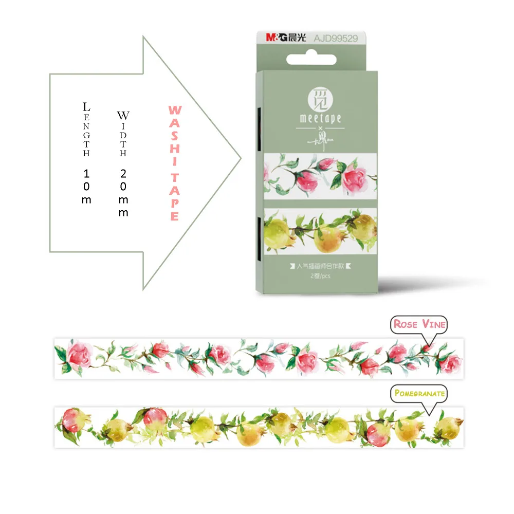 2 Rolls Pack WASHITAPE Rose Vine and Pomegranate design Craft Tape Sticker for cards party deco planner DIY handmade projects
2 Rolls Pack WASHITAPE Rose Vine and Pomegranate design Craft Tape Sticker for cards party deco planner DIY handmade projects