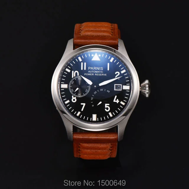 Parnis Fashion 47mm Men Watch Power Reserve Auto Date Men's Mechanical Watches Black Dial ST2530 Automatic Movement Watch
Parnis Fashion 47mm Men Watch Power Reserve Auto Date Men's Mechanical Watches Black Dial ST2530 Automatic Movement Watch