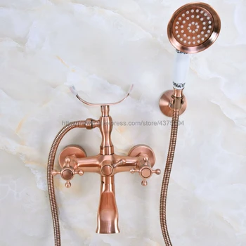 Antique Red Copper Wall Mount Bathtub Bathroom Faucet Telephone Style Mixer Faucet Tap with Dual Handle Handshower Nna359
Antique Red Copper Wall Mount Bathtub Bathroom Faucet Telephone Style Mixer Faucet Tap with Dual Handle Handshower Nna359