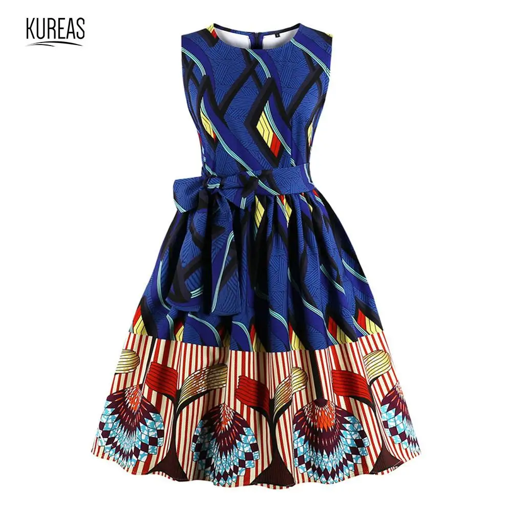 Kureas African Dashiki Dresses for Women Summer Vintage Midi Dress Retro Sleeveless Vestido National Printing Pleated Sundress
Kureas African Dashiki Dresses for Women Summer Vintage Midi Dress Retro Sleeveless Vestido National Printing Pleated Sundress
