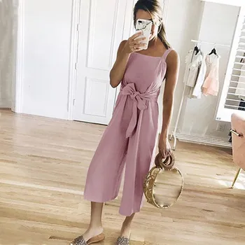 2019 Summer Belt Bow Casual Jumpsuit Sashes Solid Sleeveless Loose Playsuit O-Neck Spaghetti Lace-Up Bodysuit
2019 Summer Belt Bow Casual Jumpsuit Sashes Solid Sleeveless Loose Playsuit O-Neck Spaghetti Lace-Up Bodysuit