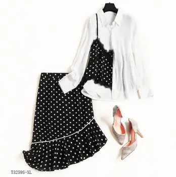 European style 2019 New arrivals summer Spring fashion women clothes patchwork blouse + polka dot skirt casual suit T3259
European style 2019 New arrivals summer Spring fashion women clothes patchwork blouse + polka dot skirt casual suit T3259