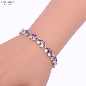 ROLILASON Attractive Bracelets for Women Silver Wholesale Retail Purple violet Zircon soothing color Fashion jewelry TBS957
ROLILASON Attractive Bracelets for Women Silver Wholesale Retail Purple violet Zircon soothing color Fashion jewelry TBS957
