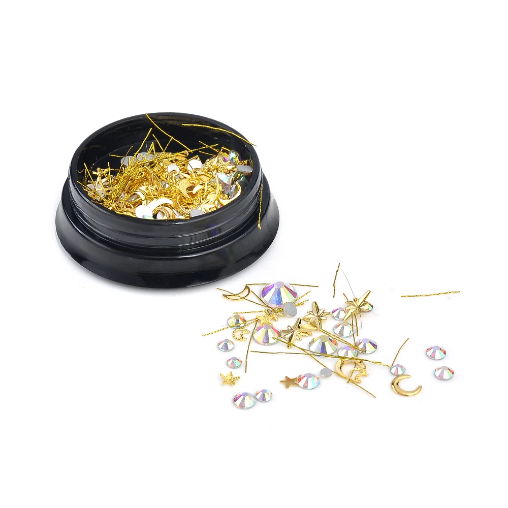 Moon Star AB Color Rhinestone Mixed Metal Alloy Nail Studs 3D Nail Art Decoration Tips Japanese hollow sequins
Moon Star AB Color Rhinestone Mixed Metal Alloy Nail Studs 3D Nail Art Decoration Tips Japanese hollow sequins