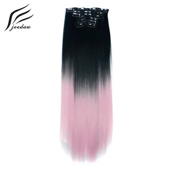 jeedou Clip In Hair Extensions 6pcs/set Straight Hair 24" 60cm 140g Natural Brown Gray Gradual Ombre Color Synthetic Hairpieces
jeedou Clip In Hair Extensions 6pcs/set Straight Hair 24" 60cm 140g Natural Brown Gray Gradual Ombre Color Synthetic Hairpieces