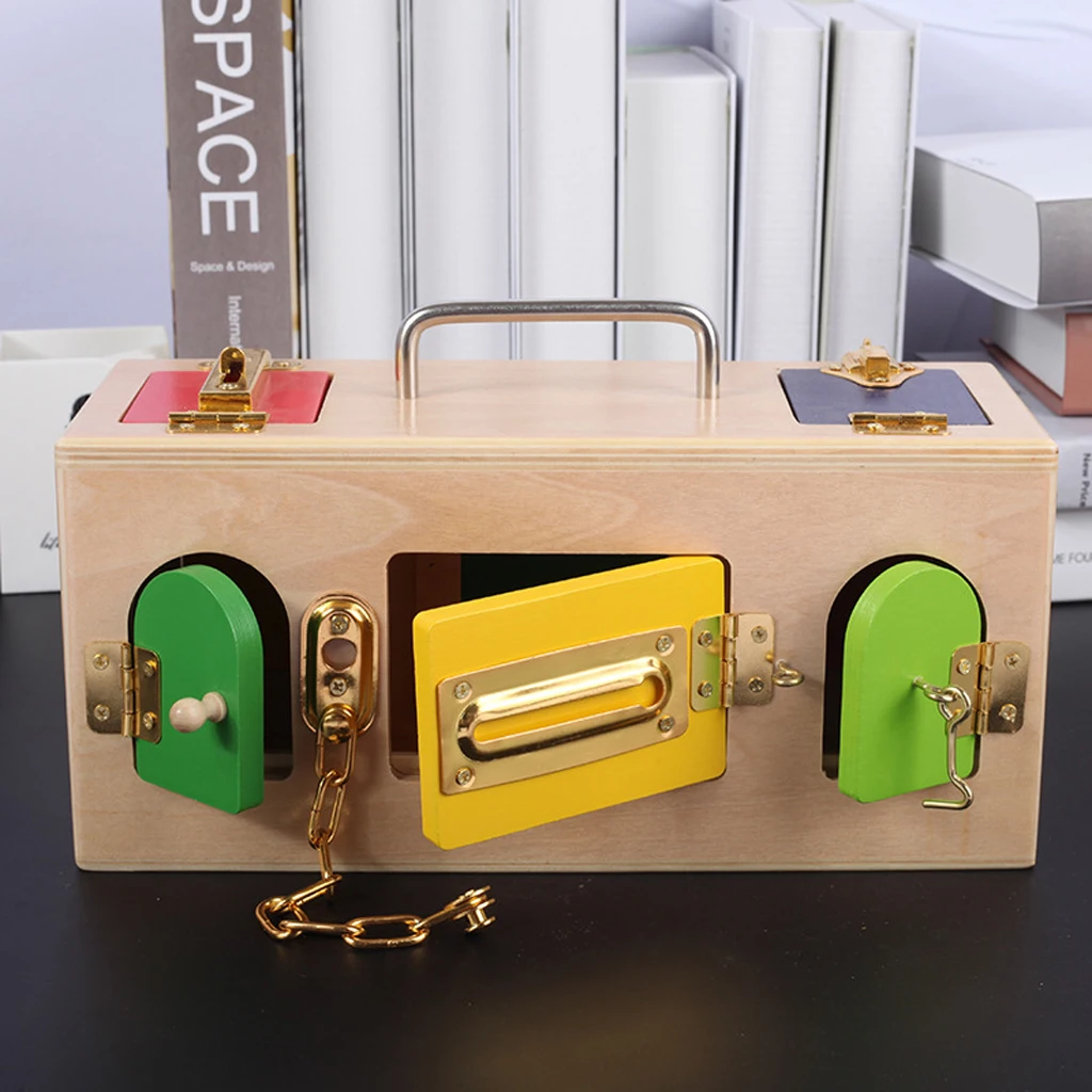 Creative Montessori Colorful Lock Box Kids Educational Preschool Training Toys
