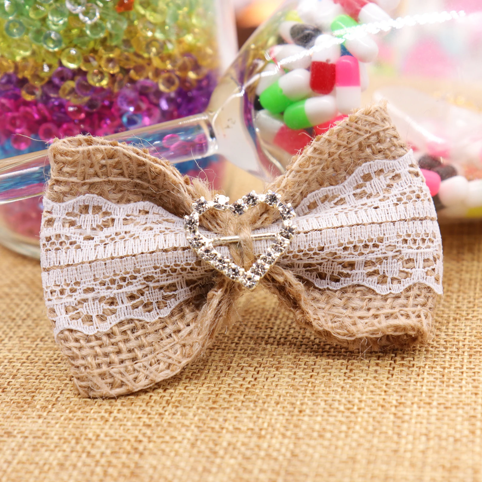 1 Metre 40mm Floral Flower Vines Jute Ribbon Craft Hessian