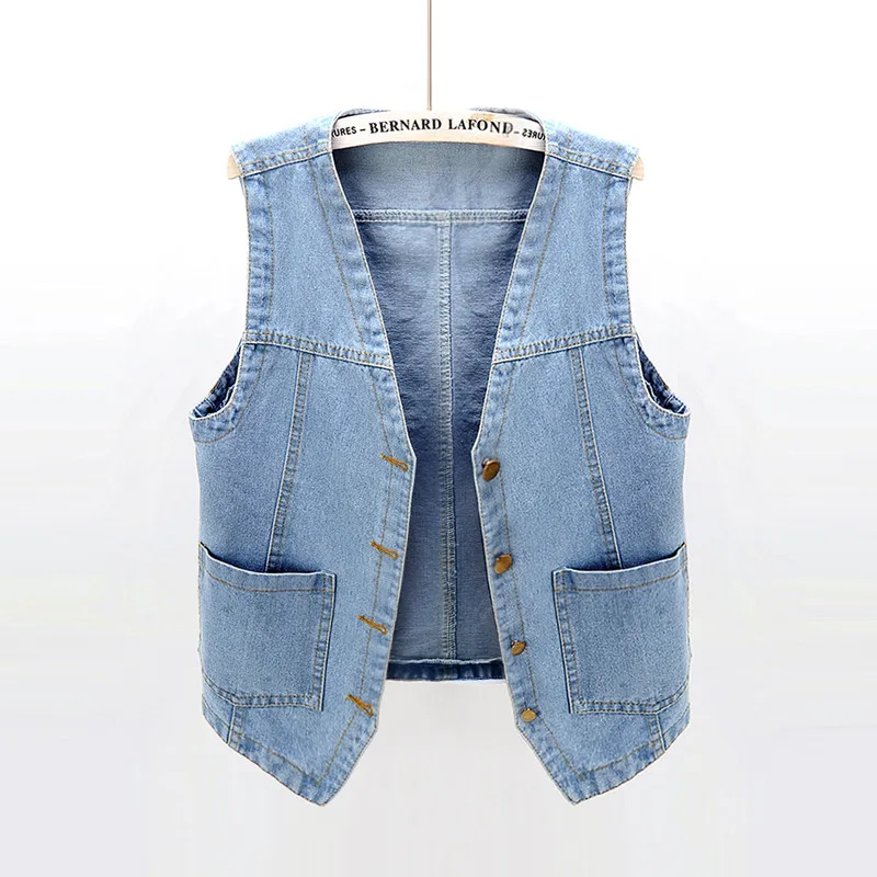3XL Women Sleeveless Denim Vest Jacket Cowboy Vest Fashion BF Style V Neck Short Vest Coats Small Size Blue Jeans Streetwear
3XL Women Sleeveless Denim Vest Jacket Cowboy Vest Fashion BF Style V Neck Short Vest Coats Small Size Blue Jeans Streetwear