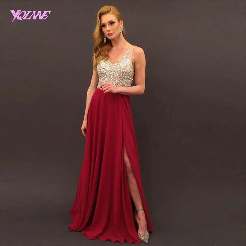 2019 Red Long Rhinestones Prom Dresses Formal Gown V Neck Chiffon Beaded Floor Length Dress YQLNNE
2019 Red Long Rhinestones Prom Dresses Formal Gown V Neck Chiffon Beaded Floor Length Dress YQLNNE