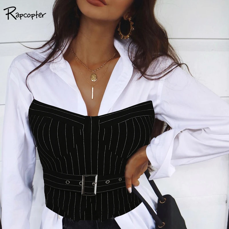 Rapcopter Black Striped Sexy Backless Femme Tank Top With Sashes Harajuku Off Shoulder Streetwear Cropped Tops Summer Vest Top
Rapcopter Black Striped Sexy Backless Femme Tank Top With Sashes Harajuku Off Shoulder Streetwear Cropped Tops Summer Vest Top