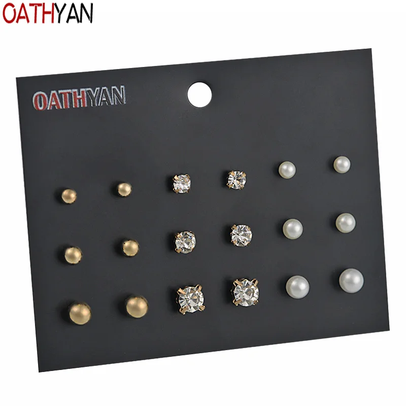 OATHYAN 9 Pairs/Set Fashion Women's Rhinestone Stud Earrings Set Mix Girl Gift Jewelry Trendy Round Ball Simulated Pearl Earring
OATHYAN 9 Pairs/Set Fashion Women's Rhinestone Stud Earrings Set Mix Girl Gift Jewelry Trendy Round Ball Simulated Pearl Earring