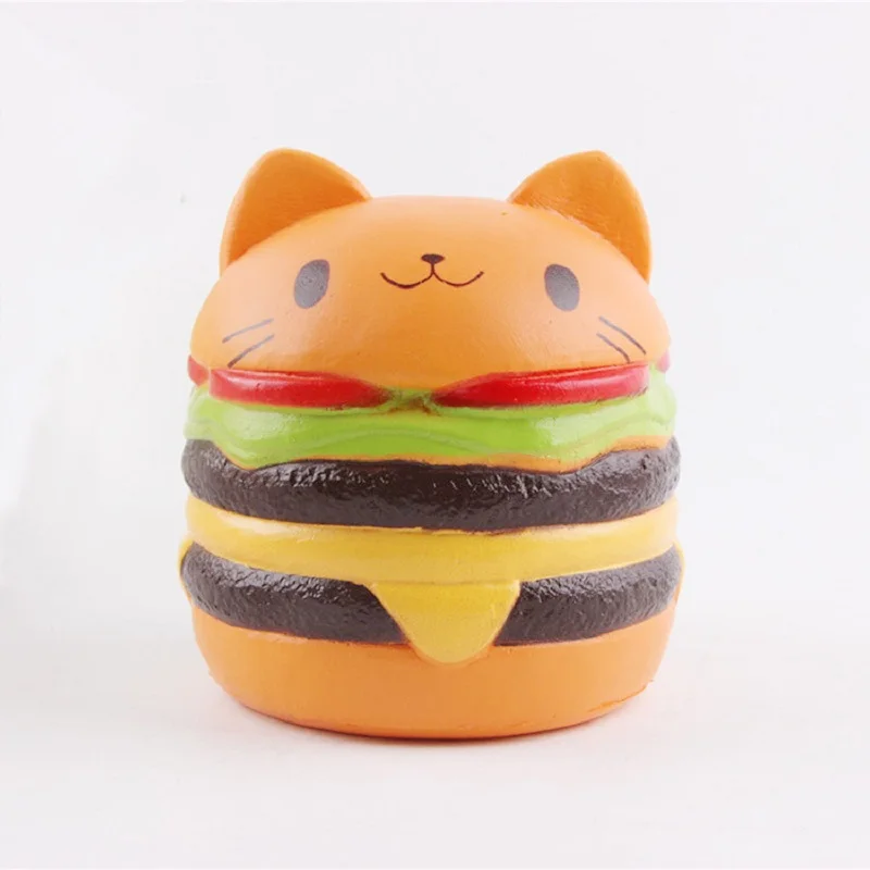 

Hot Jumbo Squishy Squeeze Slow Rebound Toy PU Simulation Cute Burger Cat Anti-stress Decompression Toys or Gifts For Children