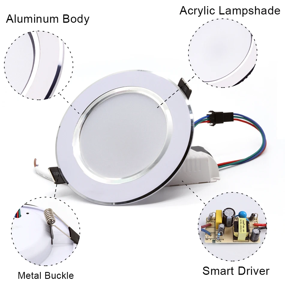 LED Round RGB Downlight Recessed Lamp 5W 10W Remote Control Multiple Model Colors AC110V 240V Indoor Ambient Light Party Bar KTV