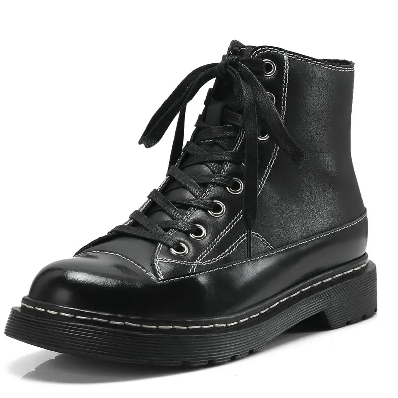 Comfort Cross-tied Ankle Boots for Woman New Genuine Leather Round Toe Woman 2019 Fall Winter Flat Combat Boots
Comfort Cross-tied Ankle Boots for Woman New Genuine Leather Round Toe Woman 2019 Fall Winter Flat Combat Boots