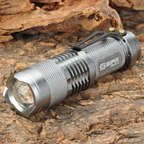 

SIPIK Mini LED Torch SK-68 Q5 300lm 3-Mode White Light Zooming Flashlight - Grey (1 x14500 Battery)