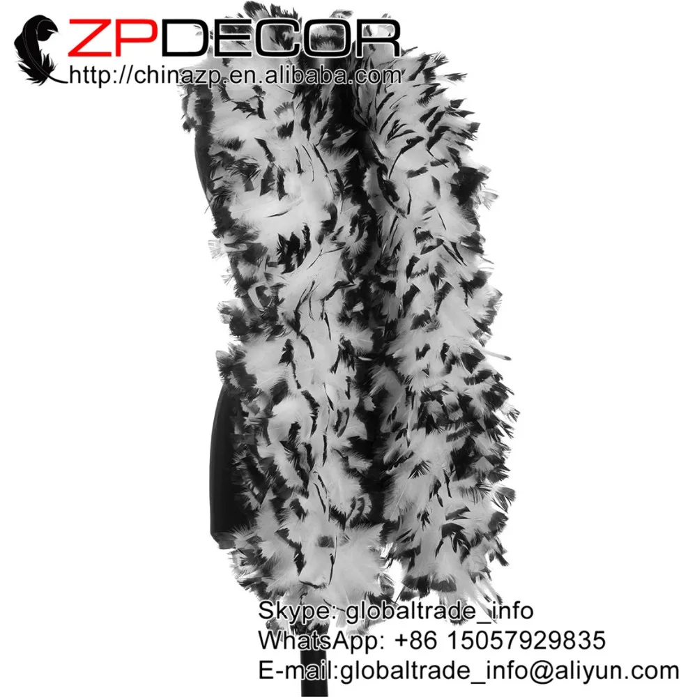 White with Black Tips 150 Gram Turkey Feather Boas - Turkey Ruff - Halloween Costume - 6ft Long