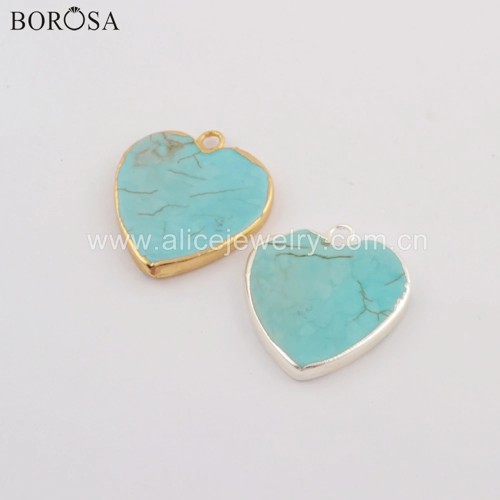 BOROSA 10Pcs New Arrival Heart Gold Plating Blue Howlite Charm Silver Plated Turquoises Pendant Beads Jewelry for Necklace G1781
BOROSA 10Pcs New Arrival Heart Gold Plating Blue Howlite Charm Silver Plated Turquoises Pendant Beads Jewelry for Necklace G1781