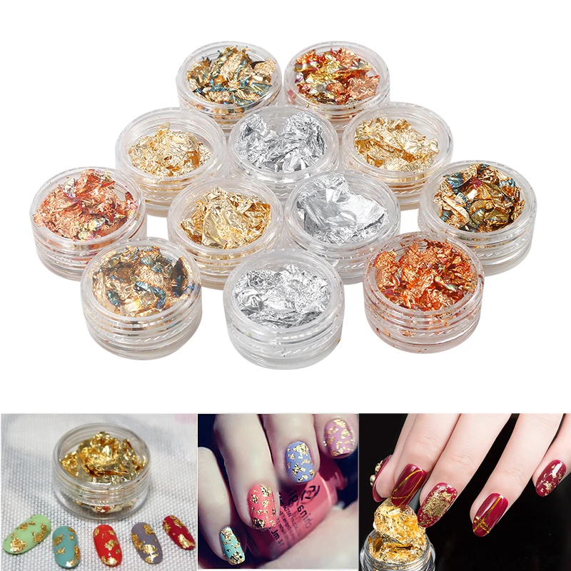 ELECOOL 12 box/set Nail Art Gold Silver Polish Glitter Foil Flake Chip Stickers Nail Decoration Manicure stickers For UV Gel
ELECOOL 12 box/set Nail Art Gold Silver Polish Glitter Foil Flake Chip Stickers Nail Decoration Manicure stickers For UV Gel