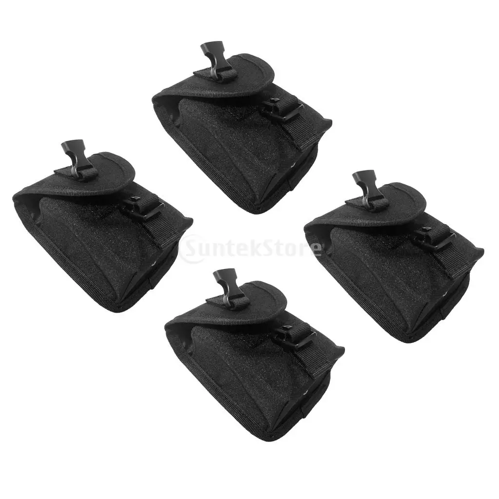 Pack of 4pcs Scuba Diving Spare Weight Belt Pocket with Quick Release Buckle - Black