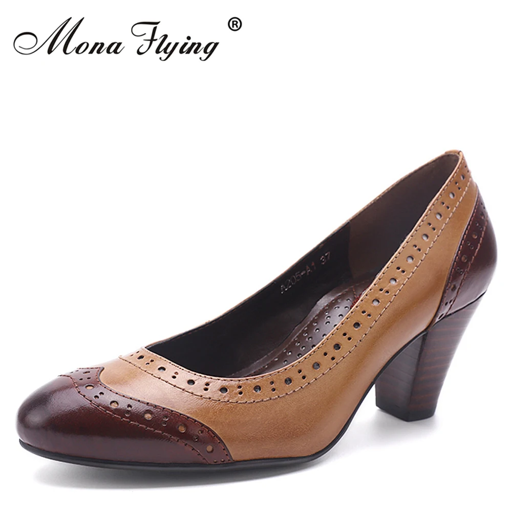 2018 Women Shoes Genuine Leather Women Office Shoes Round Toe High Heels women Dress Shoes for Women Plus Size Shoes A205-A1