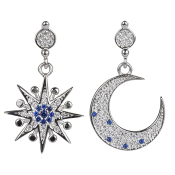 Eulonvan Moon And Star Dangle 925 sterling Silver Earrings Wedding Blue Cubic Zirconia Fashion Half Moon Party Earrings SS-E374
Eulonvan Moon And Star Dangle 925 sterling Silver Earrings Wedding Blue Cubic Zirconia Fashion Half Moon Party Earrings SS-E374