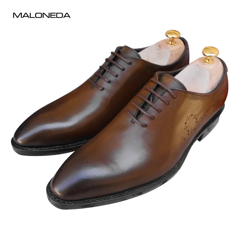 

MALONEDA Bespoke Size 37-47 Pointed Toe Men's Leather Shoe Goodyear Pure Manul Genuine Leather Oxfords Dress Shoes