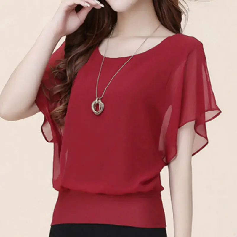Sexy Women Ruffle Batwing Short Sleeve O-neck Blouse 2018 New Summer Casual Loose Solid Tops
Sexy Women Ruffle Batwing Short Sleeve O-neck Blouse 2018 New Summer Casual Loose Solid Tops