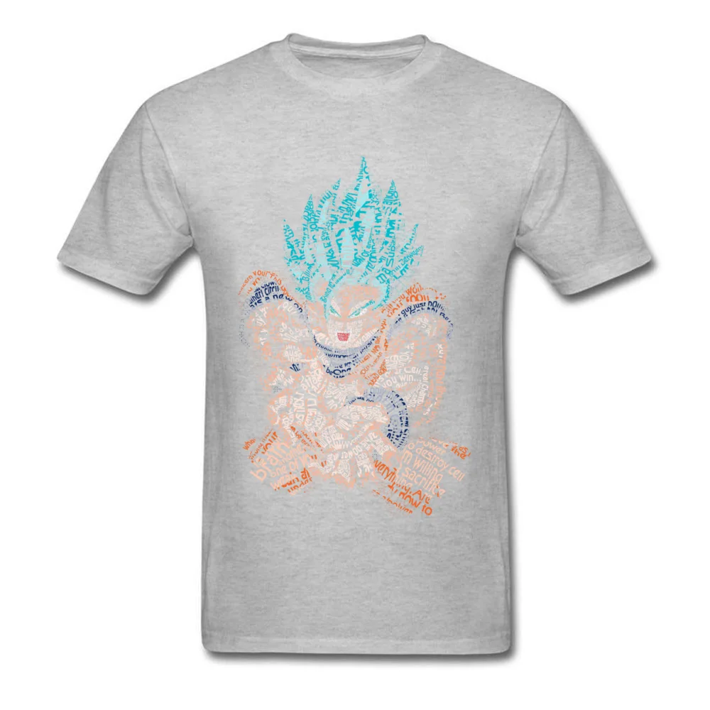 Crewneck Super Blue Kamehameha Cotton Fabric Men's T Shirt Design Short Sleeve Tees Fashion Printed Clothing Shirt Super Blue Kamehameha grey