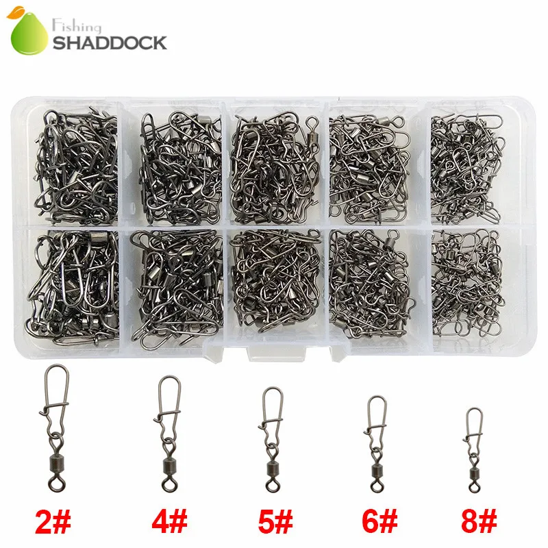 210pcs Rolling Fishing Swivel With Nice Snap Brass With Black Nickle Rolling Swivels Hard Fishing Lures Connector Set With Box
210pcs Rolling Fishing Swivel With Nice Snap Brass With Black Nickle Rolling Swivels Hard Fishing Lures Connector Set With Box